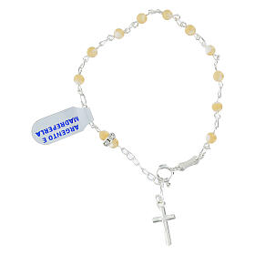 Bracciale rosario argento 925 grani madreperla 4 mm