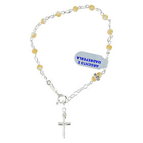 925 Sterling Silver Rosary Bracelet with 4mm Mother-of-Pearl Beads