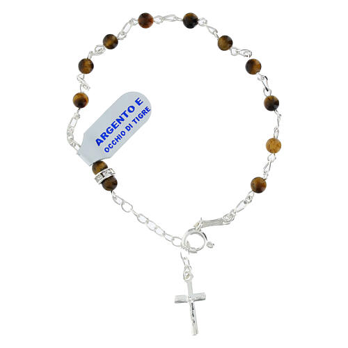 Rosenkranz-Armband aus 925er Silber mit Tigerauge-Perlen 4 mm 1