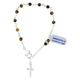 Bracciale argento 925 grani occhio di tigre 4 mm