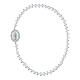Bracciale perle 3 mm Amen argento 925 Madonna Miracolosa bianco zirconi s1