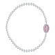 Bracciale perle 3 mm Amen argento 925 Madonna Miracolosa rosa zirconi s1