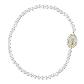 Bracciale perle Amen argento 925 Madonna Miracolosa oro con zirconi