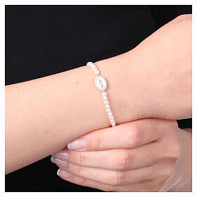 Bracciale perle Amen argento 925 Madonna Miracolosa oro con zirconi