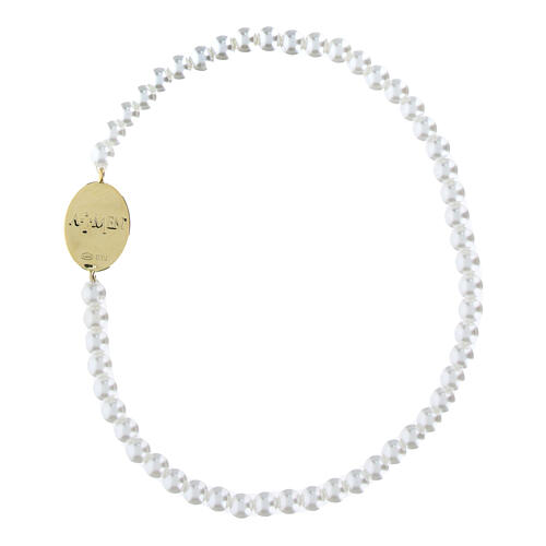 Amen 925 Silver Bracelet with Miraculous Mary Pearl Gold and Zircons 3