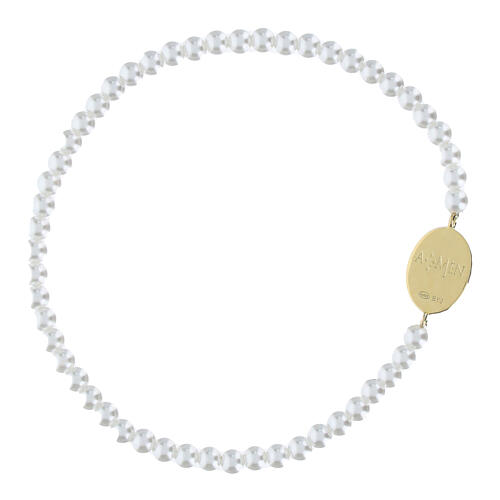 AMEN 925 Silver Bracelet with Miraculous Virgin Mary Turquoise Pearl and Zircons 3