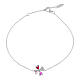 Four-Leaf Clover Bracelet 8mm Amen 925 Silver Multicolored Pink and White Zircons s3