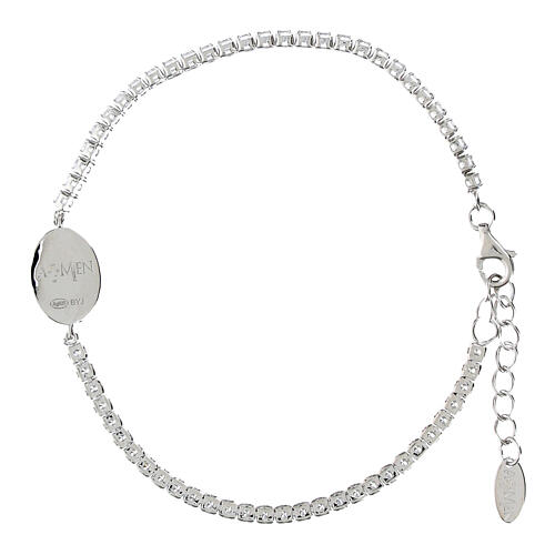 Bracelet tennis Amen argent 925 Vierge Miraculeuse émail rose nacré 3