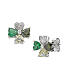 Amen Clover Earrings Multicolor Green and White Zircons 925 Silver s1