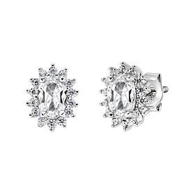 Pendientes Amen zircones blancos y zafiro plata 925