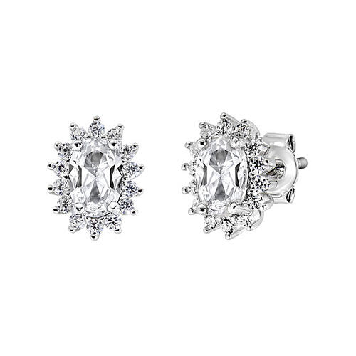 Boucles d'oreilles Amen zircon blanc et saphir argent 925 1