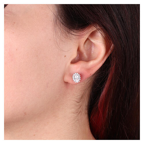 Amen Earrings in 925 Silver with White Sapphire Zircons 2