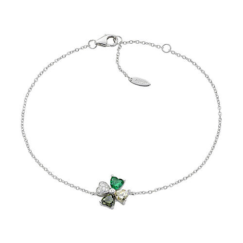 Bracciale Amen quadrifoglio verde zirconi bianchi argento 925 1