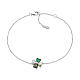 Amen Green Four-Leaf Bracelet with White Zircons 925 Silver s1
