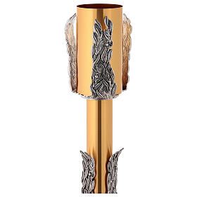Paschal candle stand with leaves decoration
