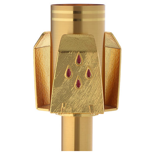 Base porta-círio com esmalte vermelho 3