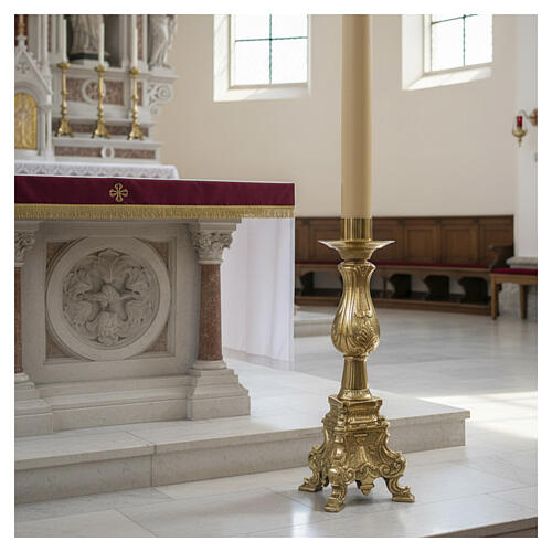 Gold-plated brass candle holder rococo style 2