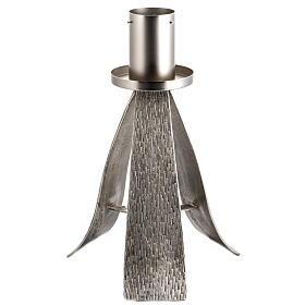 Modern Paschal Candle Holder in silver plated cast bronze