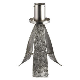 Base portacirio pascual moderna en bronce fundido plateado
