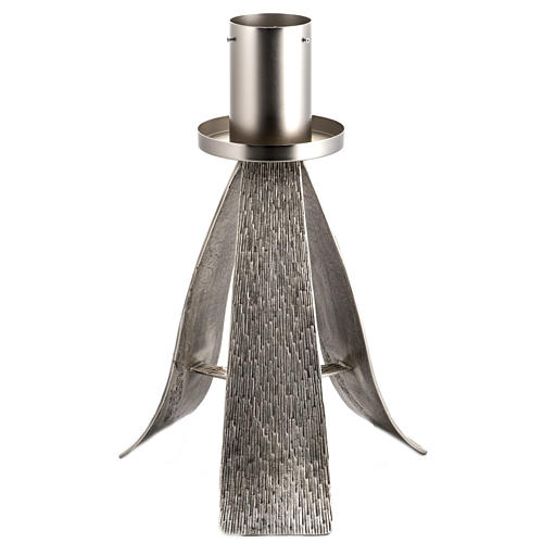 Modern Paschal Candle Holder in silver plated cast bronze 1