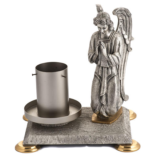 Modern Paschal Candle Holder in bronze with angel 1