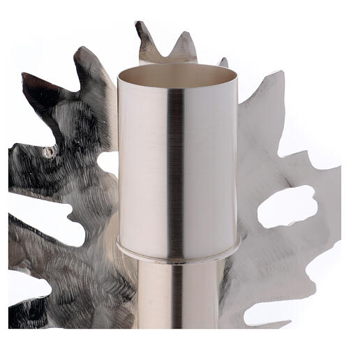 Paschal Candle Holder with resurrected Christ in silver cast brass 4