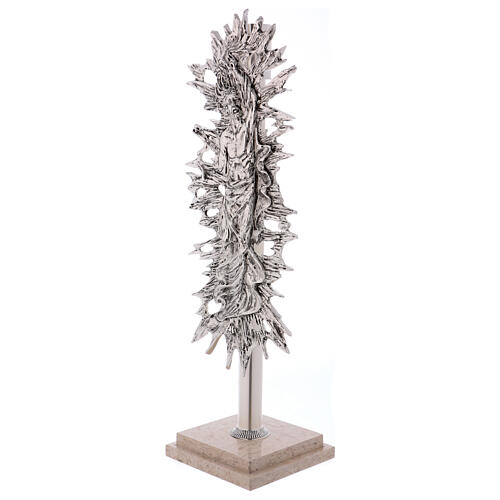 Paschal Candle Holder with resurrected Christ in silver cast brass 6