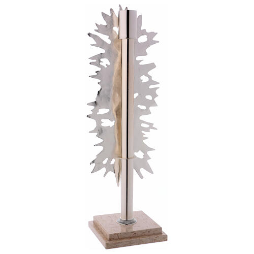 Paschal Candle Holder with resurrected Christ in silver cast brass 8