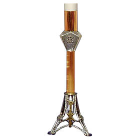 Candle holder in two tone cast brass measuring 72cm