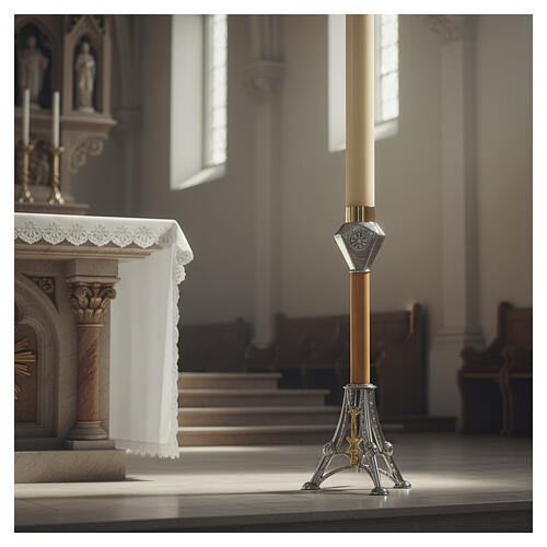 Candle holder in two tone cast brass measuring 72cm 2