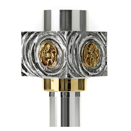 Base Porta Cirio Pascual 80 cm latón fundido plata y oro 8