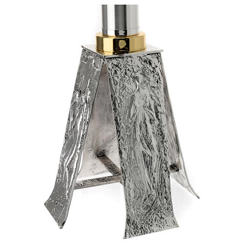 Base Porta Cirio Pascual 80 cm latón fundido plata y oro 10
