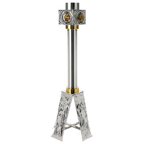 Portacero ottone fuso 80 cm argento oro 1