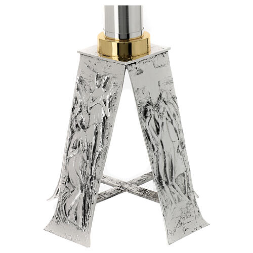 Portacero ottone fuso 80 cm argento oro 3