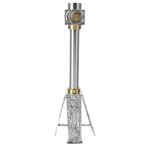 Portacero ottone fuso 80 cm argento oro 10