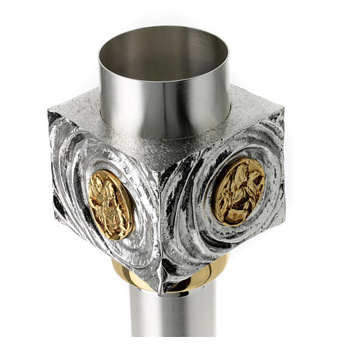 Portacero ottone fuso 80 cm argento oro 3