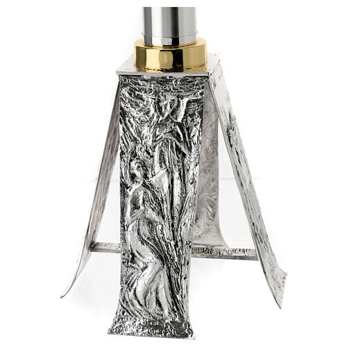 Suporte círio latão moldado 80 cm prata ouro 4