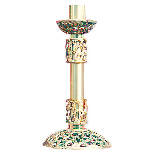 Candle holder in golden cast brass measuring 60cm 1