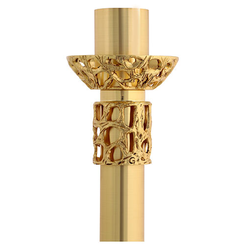 Base Porta Cirio Pascual 60 cm latón fundido dorado 3