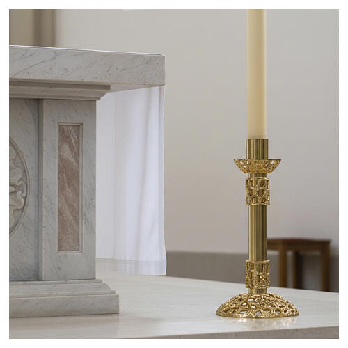 Porta-círio 60 cm latão moldado dourado 2