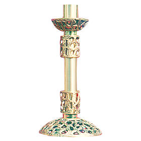 Candle holder in golden cast brass measuring 60cm