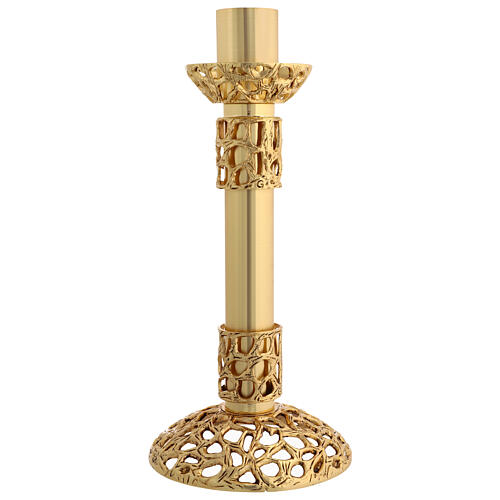 Candle holder in gold plated cast brass measuring 60cm 1