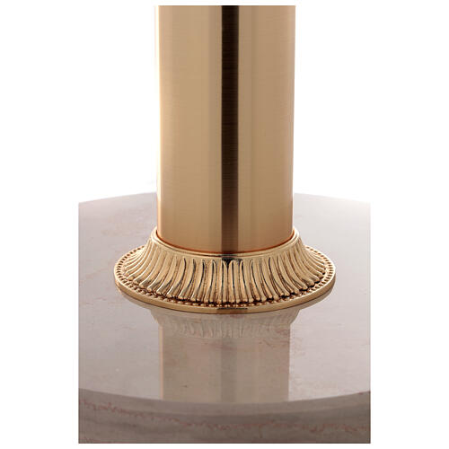 Candle holder in cast brass measuring 70cm with base in marble 4