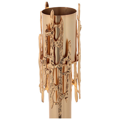 Portacero ottone fuso 70 cm con base marmo 3