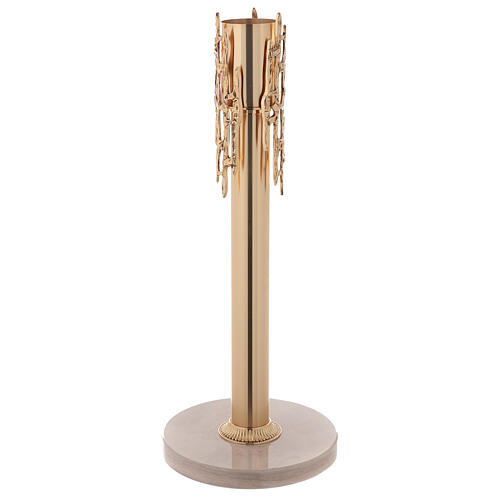 Candle holder in cast brass measuring 70cm with base in marble 4