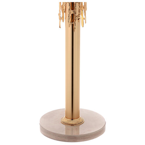 Candle holder in cast brass measuring 70cm with base in marble 8