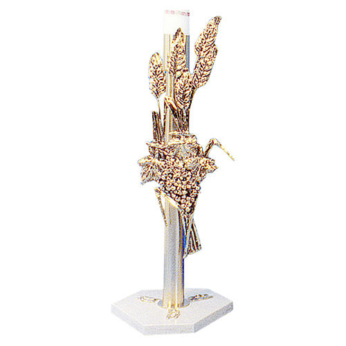 Candle holder in cast brass 24K gold plated measuring 88cm with base in marble 1