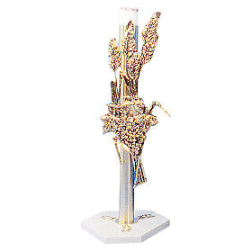 Candle holder in cast brass 24K gold plated measuring 88cm with base in marble