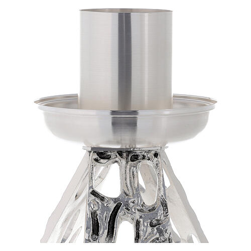 Portacero 40 cm in ottone fuso argento 3