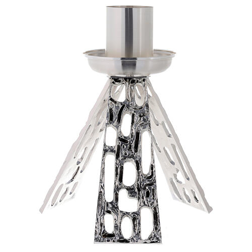 Portacero 40 cm in ottone fuso argento 4